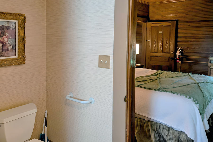 Carolina bathroom view to bed