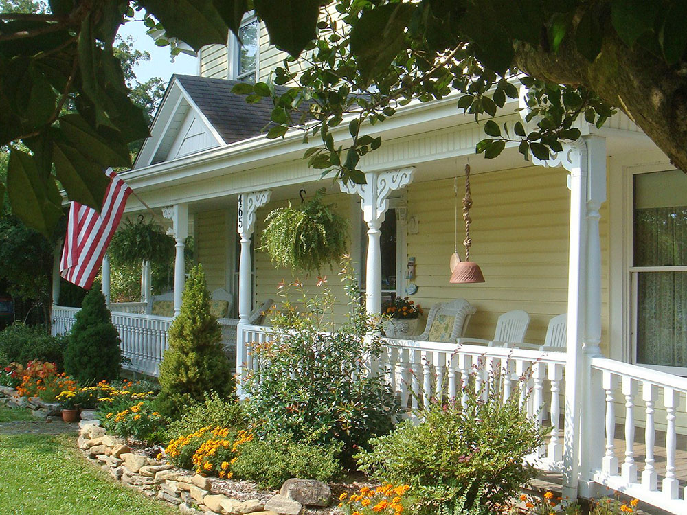 Porch with flag